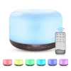 500ML USB Wood Grain Aroma Diffuser, Essential Oil Diffuser, Air Humidifier with Remote Control, Colorful Night Lights For Home - Dark wood grain