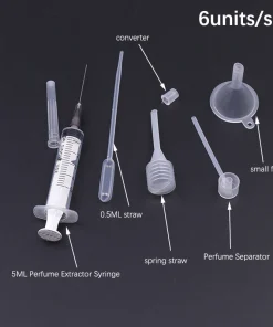 6units/Set Perfume Refill Tools Set Plastic Diffuser Syringe Straw Dropper Funnel Spray Dispensing Required Cosmetic Tools